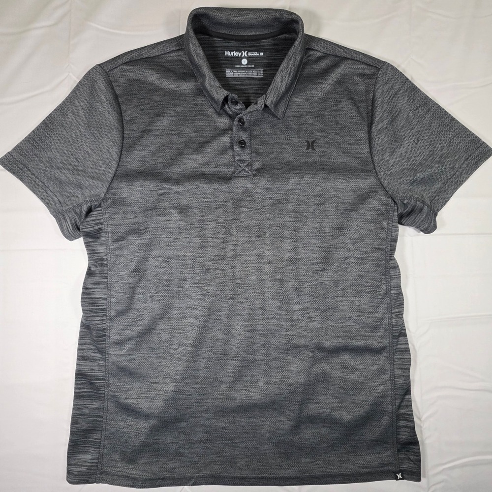 Hurley x Buckle Mens Large Gray Heathered Performance Polo Shirt Short Sleeve